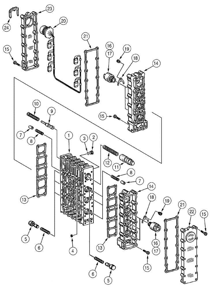 Схема запчастей Case 821C - (06-17) - TRANSMISSION VALVE, CONTROL (06) - POWER TRAIN