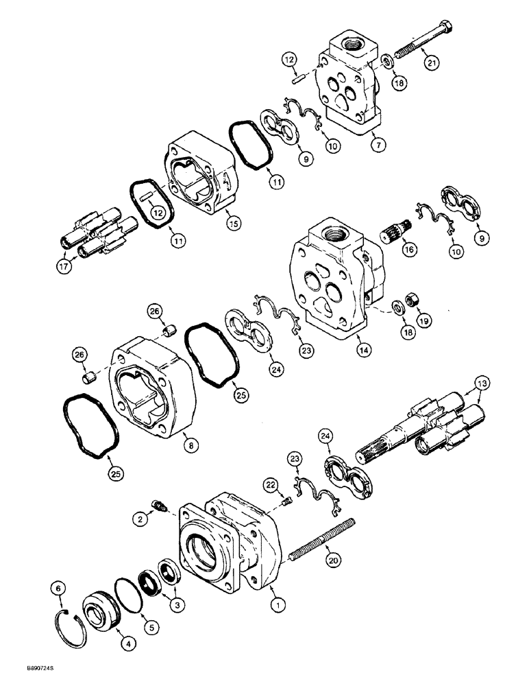 Схема запчастей Case 821B - (8-20) - EQUIPMENT AND STEERING PUMP - L126103 (08) - HYDRAULICS