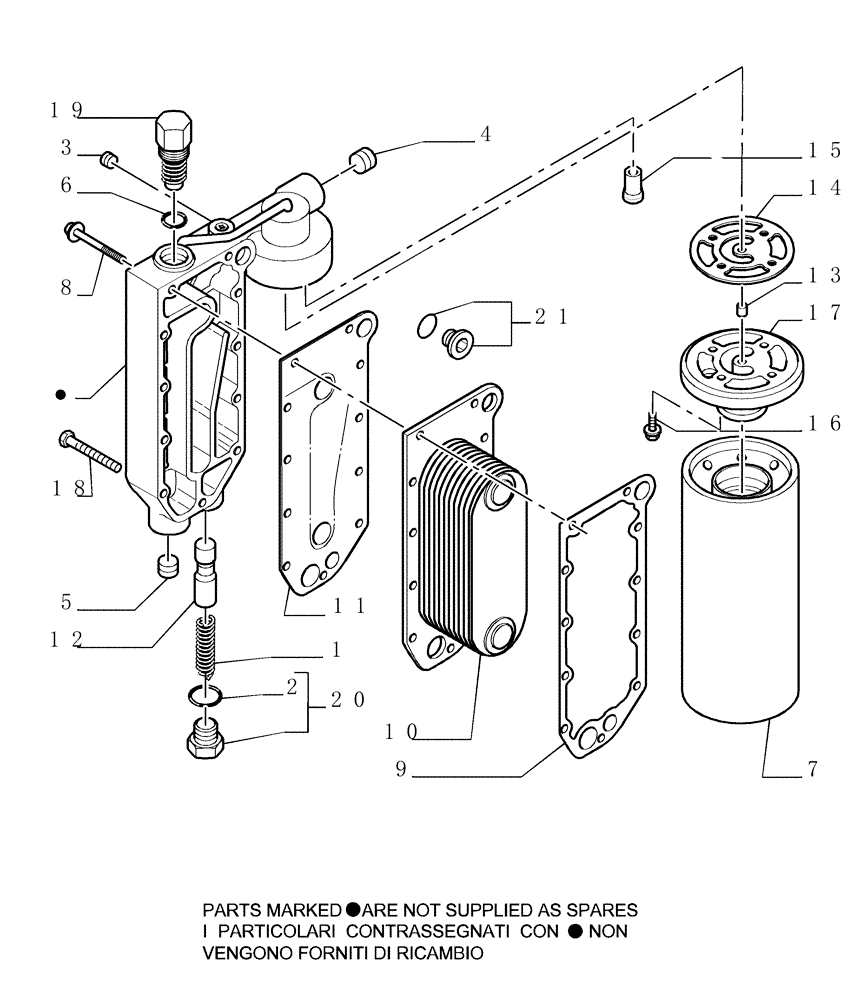 Схема запчастей Case 1850K - (0.302[01]) - HEAT EXCHANGER - OIL FILTER (01) - ENGINE