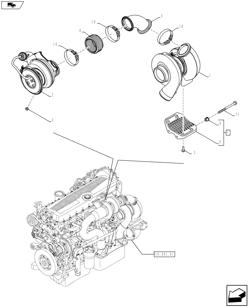 Схема запчастей Case F3DFA613B E004 - (10.250.02) - TURBOCHARGER & RELATED PARTS (504386765) (10) - ENGINE