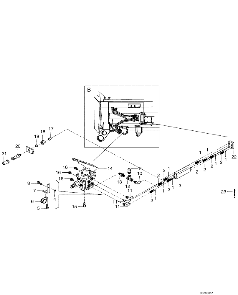 Схема запчастей Case 327B - (49A02001110[001]) - PNEUMATIC LINES, BRAKE VALVE (P.I.N. HHD0327BN7PG57000 AND AFTER) (84198625) (09) - Implement / Hydraulics / Frame / Brakes