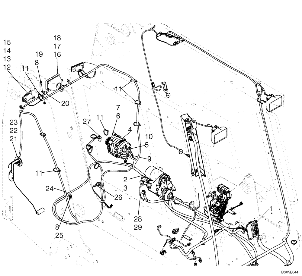 Схема запчастей Case 465 - (04-07) - HARNESS, REAR - CHASSIS (04) - ELECTRICAL SYSTEMS