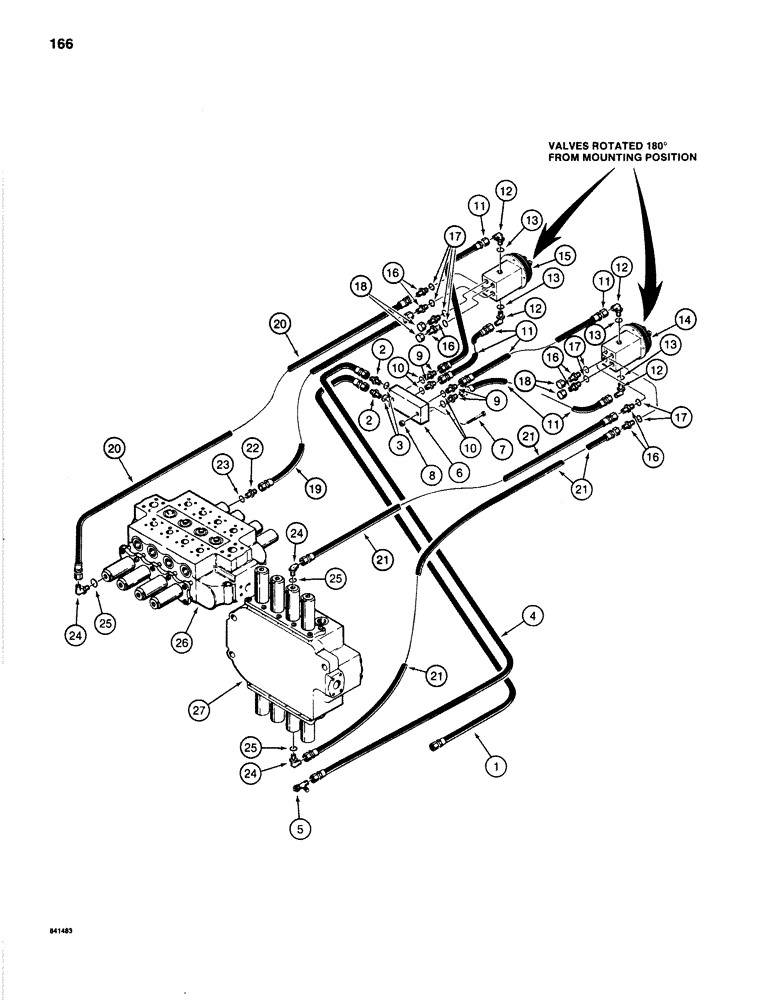 Схема запчастей Case 1280B - (166) - HYDRAULIC CIRCUIT FOR CONTROLS, MANIFOLD AND HAND CONTROL VALVE LINES (08) - HYDRAULICS