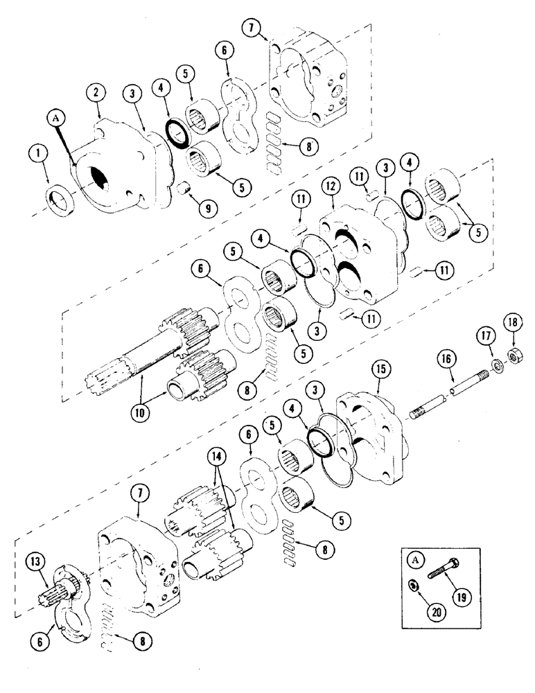 Схема запчастей Case 35 - (172) - MAIN HYDRAULIC PUMP, (USED WITH CASE DIESEL ENGINE) (35) - HYDRAULIC SYSTEMS