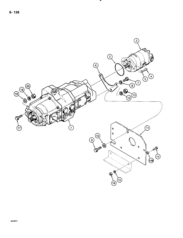 Схема запчастей Case 1835B - (6-138) - TANDEM PUMP ASSEMBLY AND MOUNTING (06) - POWER TRAIN