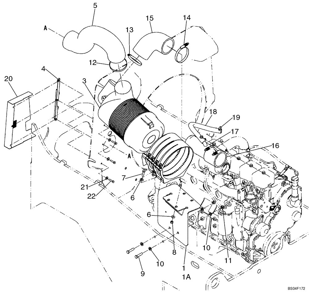 Схема запчастей Case 621D - (02-10) - AIR CLEANER - AIR INTAKE PARTS (02) - ENGINE