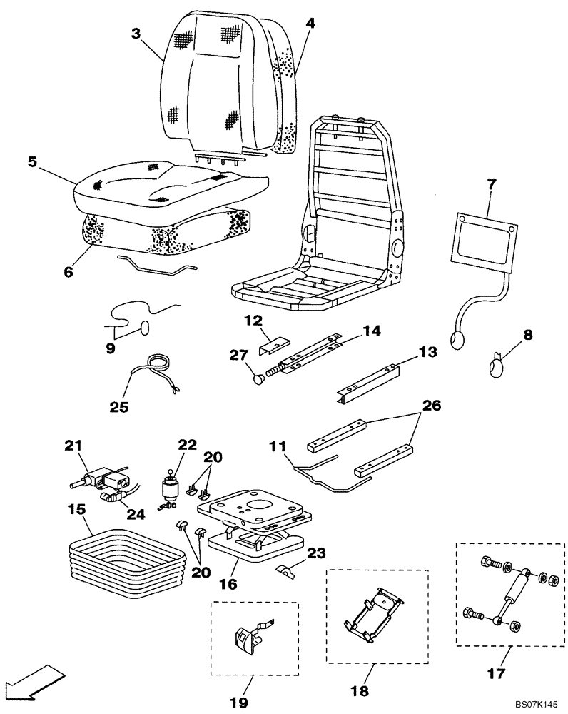 Схема запчастей Case CX800B - (09-28) - SEAT MECHANICAL - AIR SEAT (09) - CHASSIS