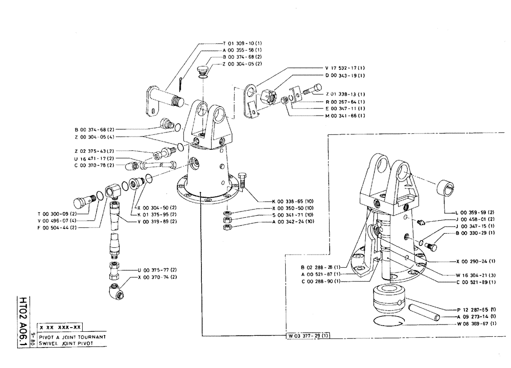 Схема запчастей Case 75C - (HT02 A06.1) - SWIVEL JOINT PIVOT (07) - HYDRAULIC SYSTEM