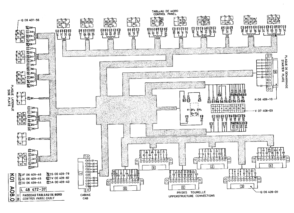 Схема запчастей Case 75C - (K01 A08.0) - CONTROL PANEL CABLE (06) - ELECTRICAL SYSTEMS