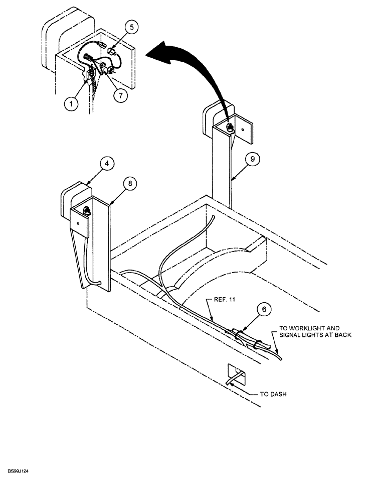 Схема запчастей Case 689G - (04-20) - OPTIONAL WORK LIGHT INSTALLATION (04) - ELECTRICAL SYSTEMS