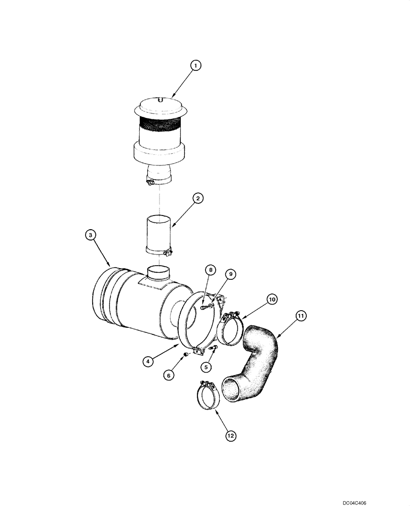 Схема запчастей Case 845 - (02.07[00]) - AIR CLEANER - MOUNTING (02) - ENGINE