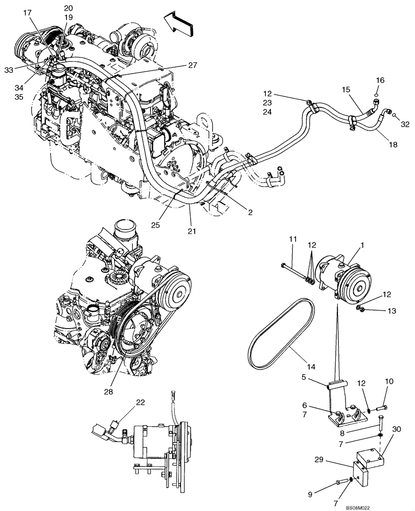 Схема запчастей Case 650K - (09-35) - CAB- AIR CONDITIONING COMPRESSOR (09) - CHASSIS/ATTACHMENTS