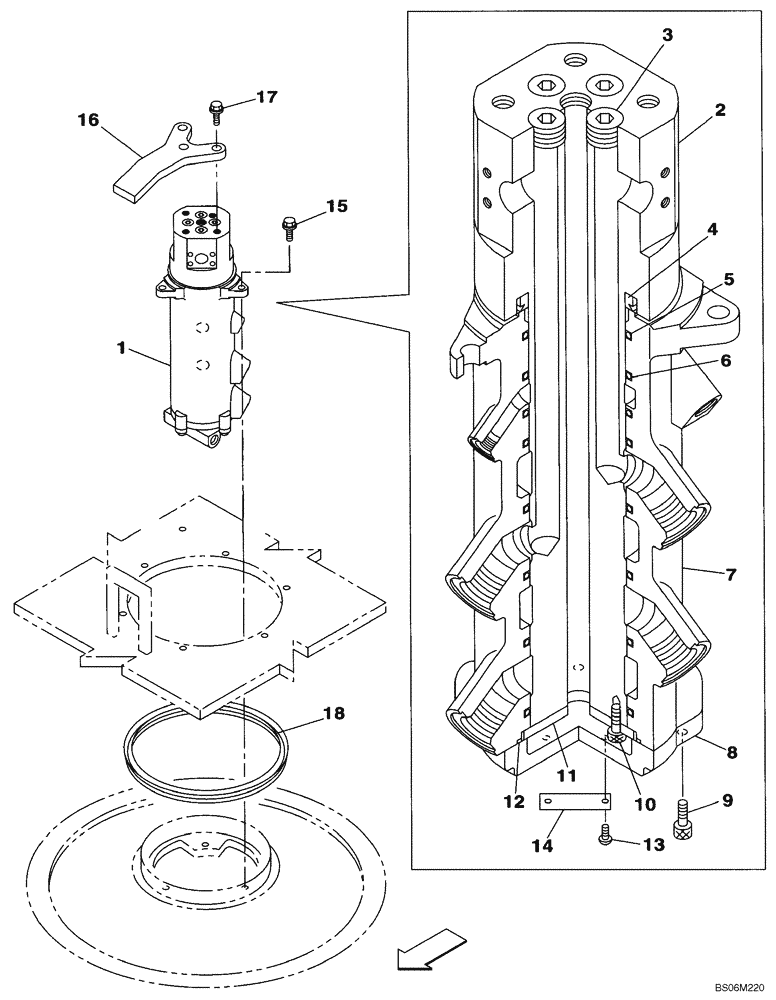 Схема запчастей Case CX290B - (08-54) - HYDRAULICS - JOINT, SWIVEL CENTER (08) - HYDRAULICS