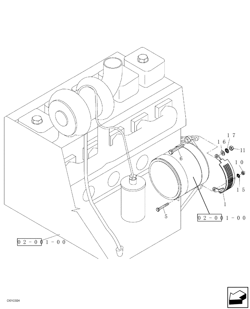 Схема запчастей Case SV216 - (04-008-00[01]) - ALTERNATEUR SHIELD (04) - ELECTRICAL SYSTEMS