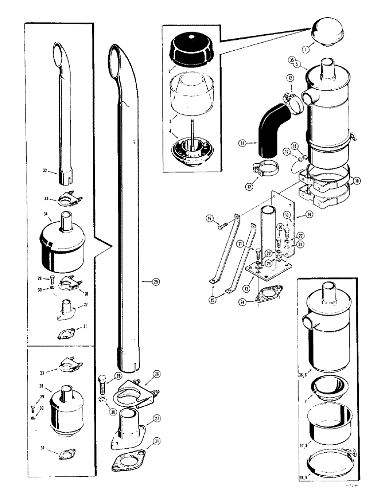 Схема запчастей Case 310G - (056) - AIR CLEANER AND EXHAUST SYSTEM - DIESEL (01) - ENGINE