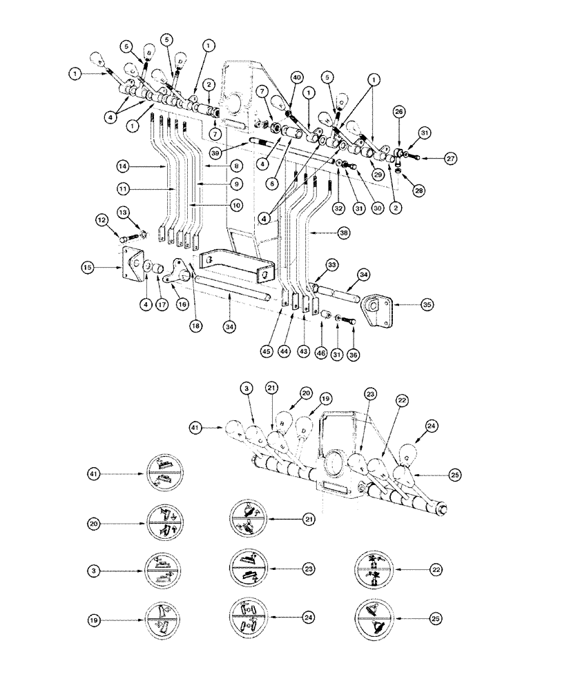 Схема запчастей Case 865 DHP - (9-016) - OPERATION LEVERS ASSEMBLY (09) - CHASSIS