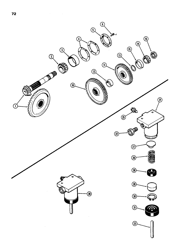 Схема запчастей Case 1150 - (072) - BEVEL PINION GEAR (03) - TRANSMISSION