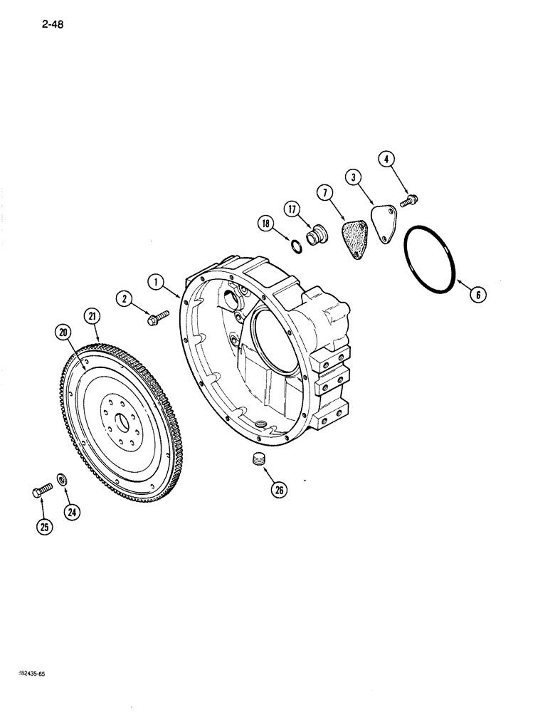 Схема запчастей Case 680K - (2-48) - FLYWHEEL AND HOUSING, 6-590 ENGINE (02) - ENGINE