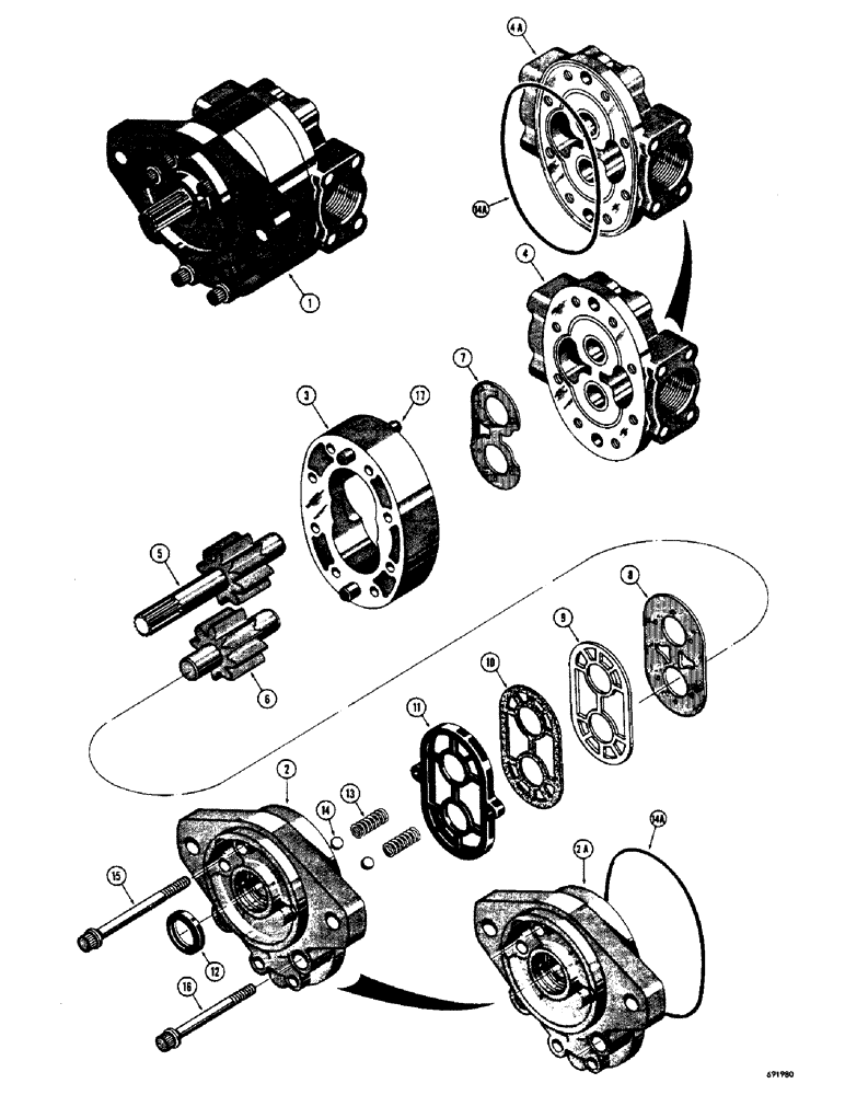 Схема запчастей Case 310G - (232) - D41390 HYDRAULIC PUMP (07) - HYDRAULIC SYSTEM