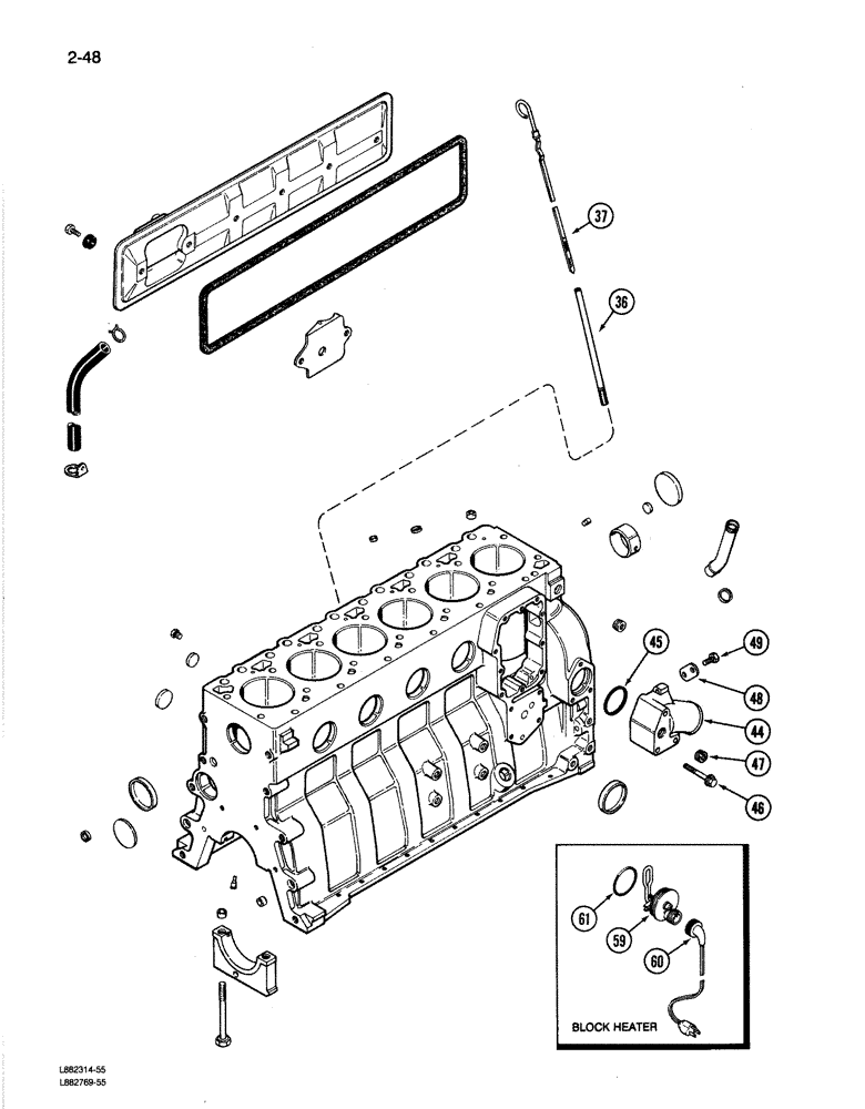 Схема запчастей Case 780C - (2-48) - CYLINDER BLOCK, 6T-590 ENGINE (CONT.) (02) - ENGINE