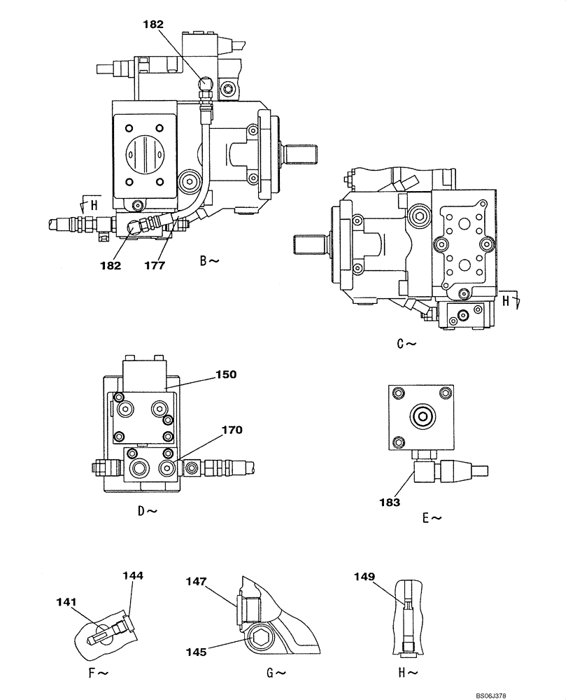 Схема запчастей Case CX130 - (08-138) - KNJ2977 PUMP ASSY, HYDRAULIC (08) - HYDRAULICS