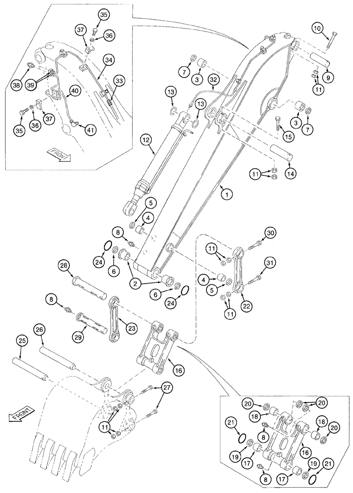 Схема запчастей Case 9050 - (9-56) - 8 FT 8 INCH AND 10 FT 7 INCH ARM AND LINKAGE (09) - CHASSIS