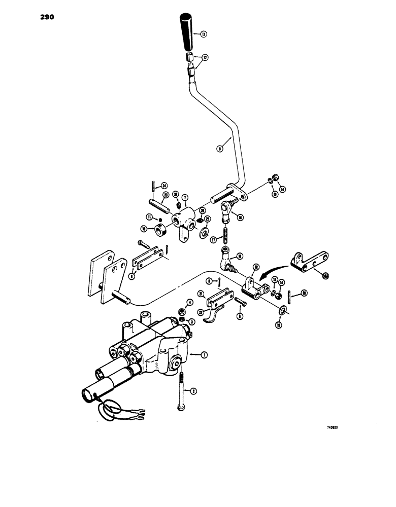 Схема запчастей Case 450 - (290) - TWO SPOOL VALVES AND LEVERS, ALL VALVES HAVE PART NUMBER ON VALVE IDENTIFICATION PLATE (07) - HYDRAULIC SYSTEM