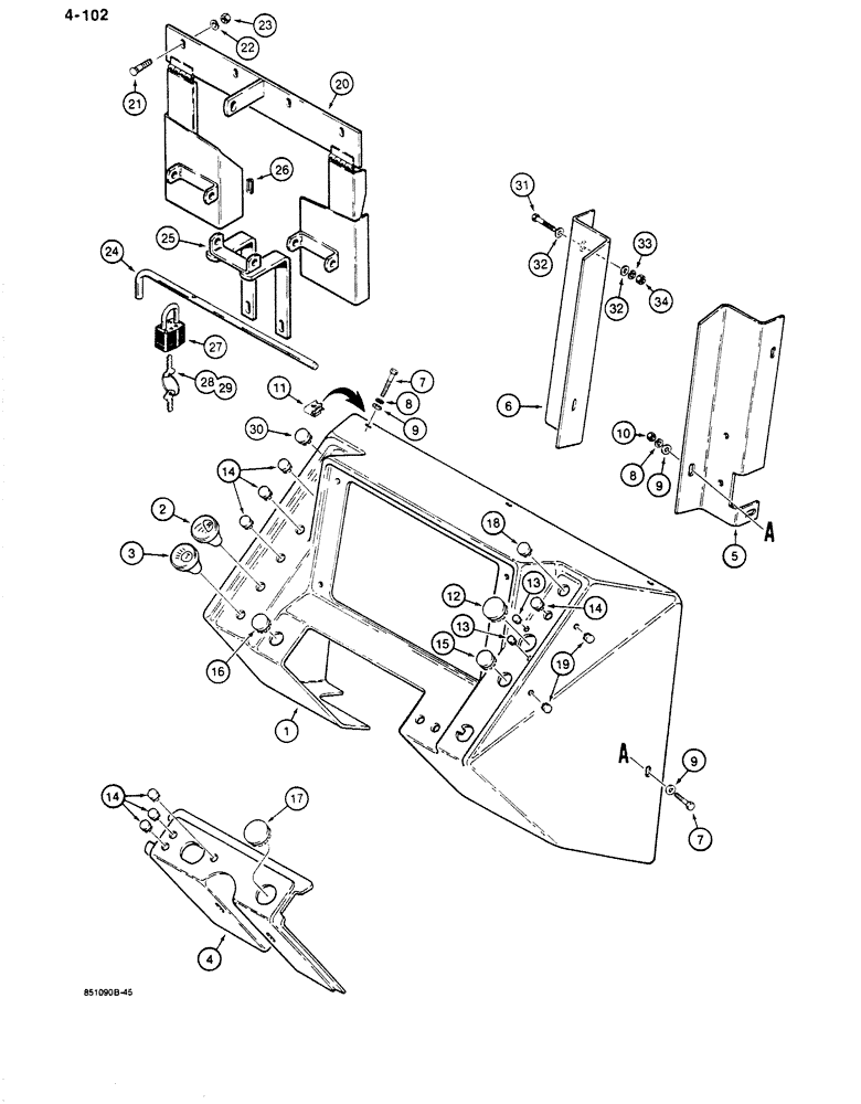 Схема запчастей Case 680K - (4-102) - INSTRUMENT PANEL AND COVERS (04) - ELECTRICAL SYSTEMS