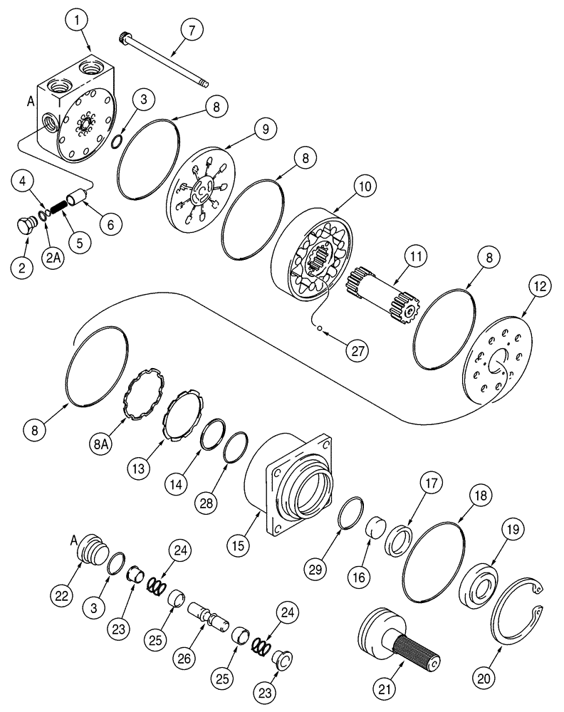 Схема запчастей Case 75XT - (06-20) - MOTOR ASSY, JAF0318181 - JAF0318921 (06) - POWER TRAIN