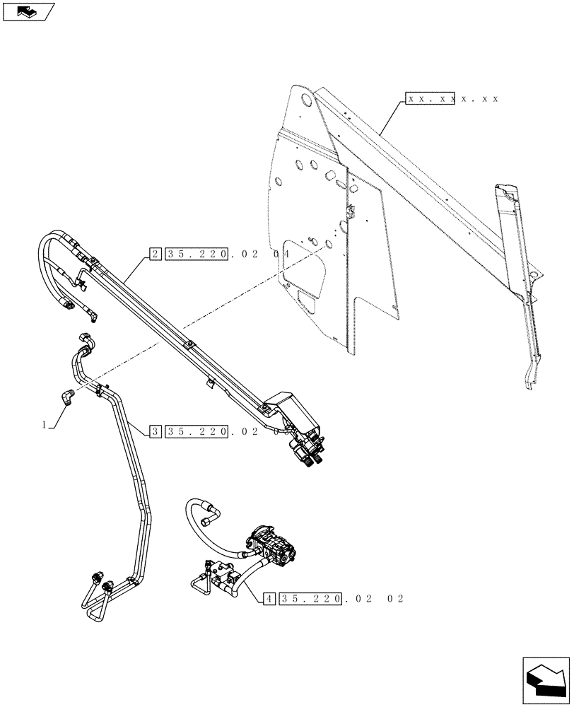 Схема запчастей Case SR175 - (35.734.AH[02]) - AUX HYD, HIGH FLOW (SR175) (35) - HYDRAULIC SYSTEMS