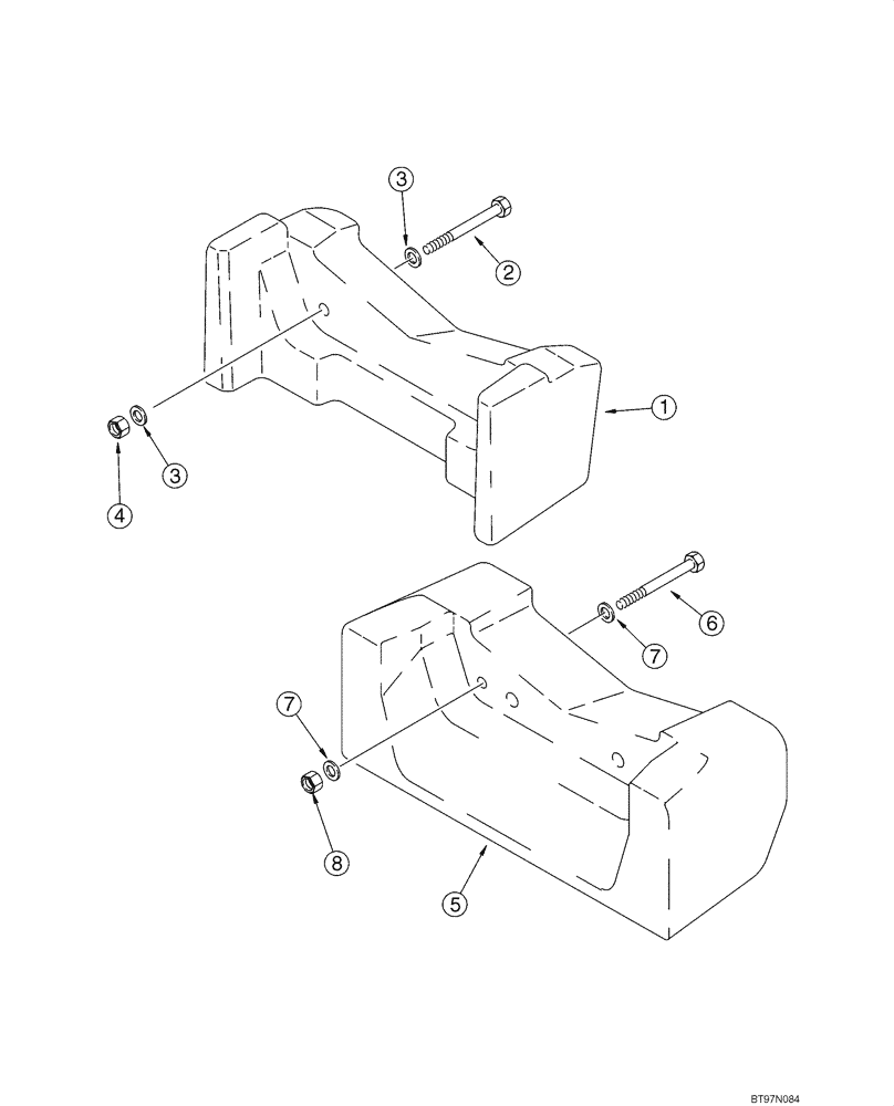 Схема запчастей Case 590SM - (09-34) - COUNTERWEIGHT, FRONT (09) - CHASSIS/ATTACHMENTS