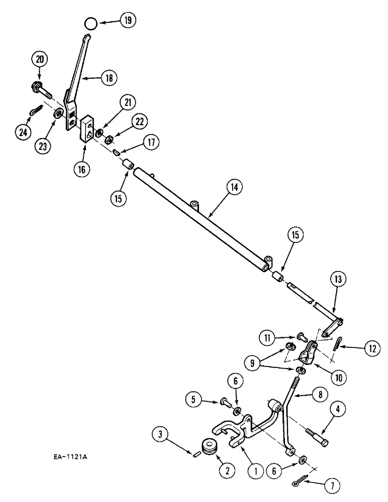 Схема запчастей Case 380B - (6-214) - POWER TAKEOFF LEVER AND CONNECTIONS (06) - POWER TRAIN