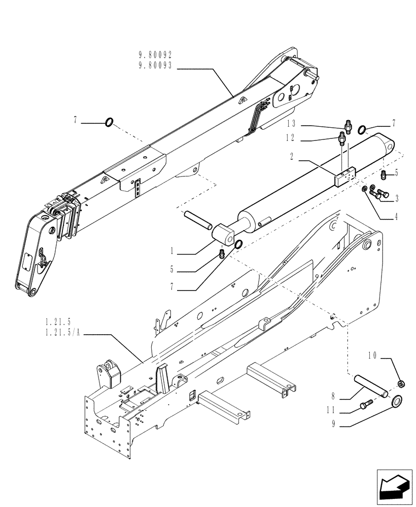 Схема запчастей Case TX742 - (1.11.1[01]) - LIFT CYLINDER - VERSION (02) (35) - HYDRAULIC SYSTEMS