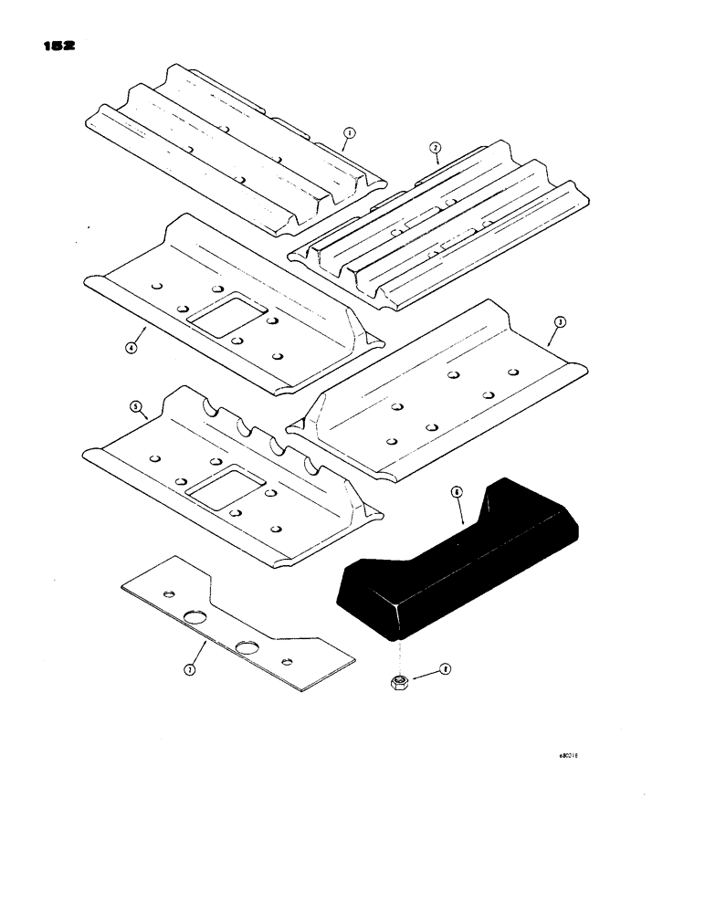 Схема запчастей Case 450 - (152) - TRACK SHOES (OVER - LAPPING), USE WITH 1/2" BOLTS, SEMI-GROUSER - CLOSED (04) - UNDERCARRIAGE