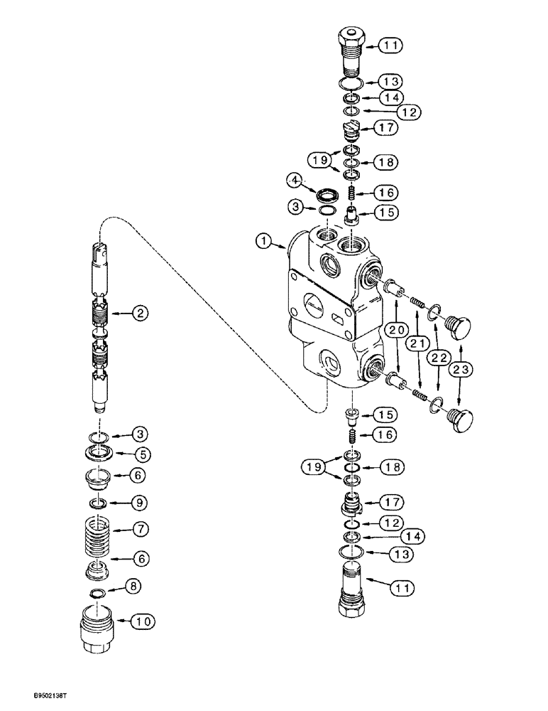 Схема запчастей Case 590SL - (8-096) - LOADER CONTROL VALVE, CLAM SECTION (08) - HYDRAULICS