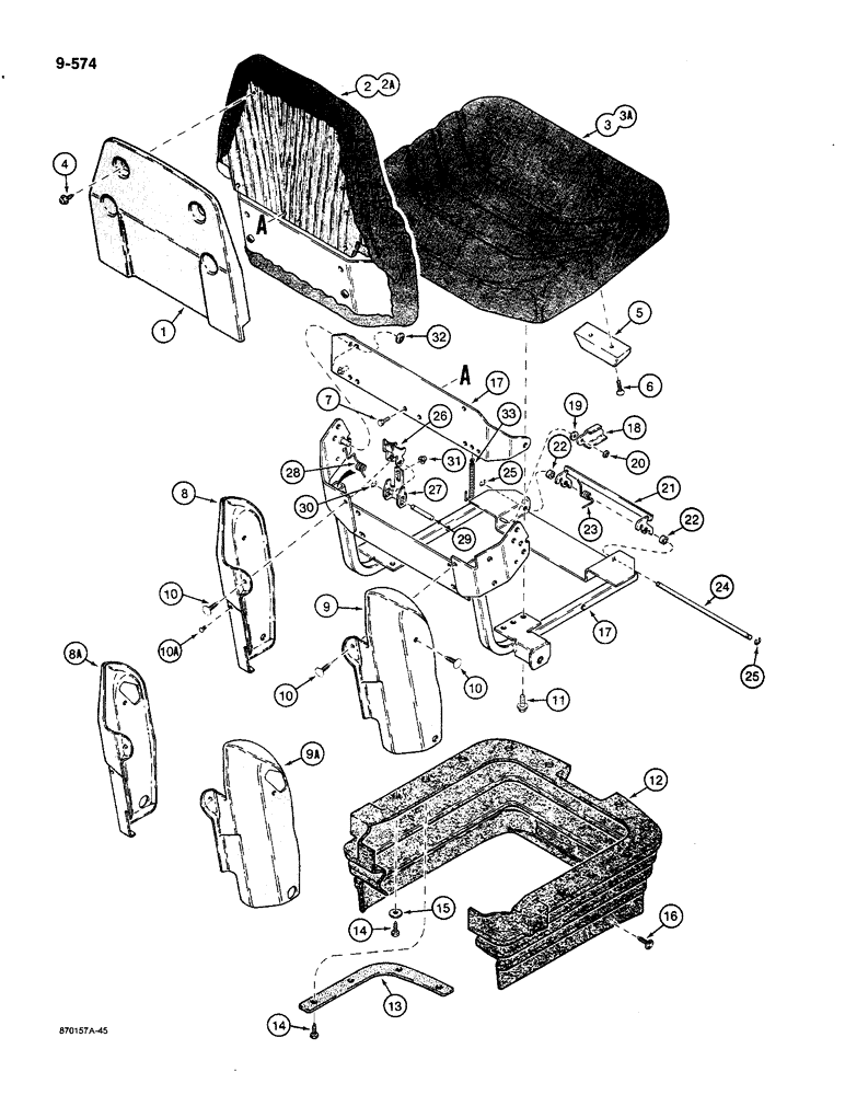 Схема запчастей Case 580K - (09-574) - SUSPENSION SEAT ASSEMBLIES (09) - CHASSIS/ATTACHMENTS