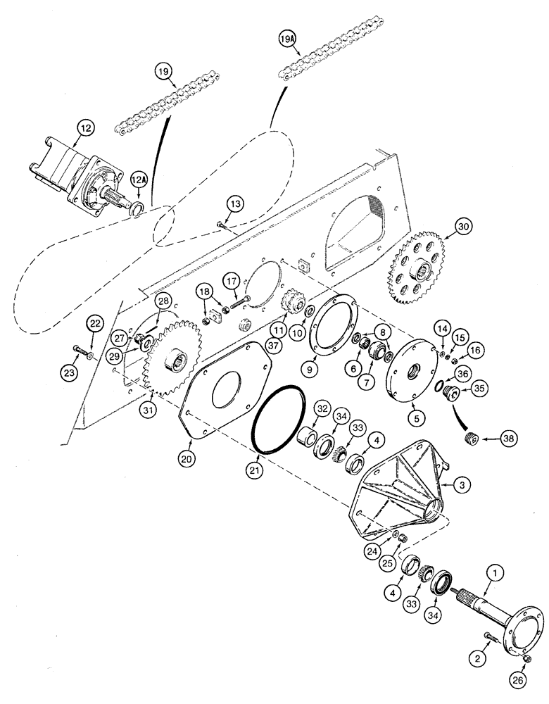 Схема запчастей Case 1835C - (6-58) - AXLES AND DRIVE CHAINS, PRIOR TO P.I.N. JAF0037911 (06) - POWER TRAIN