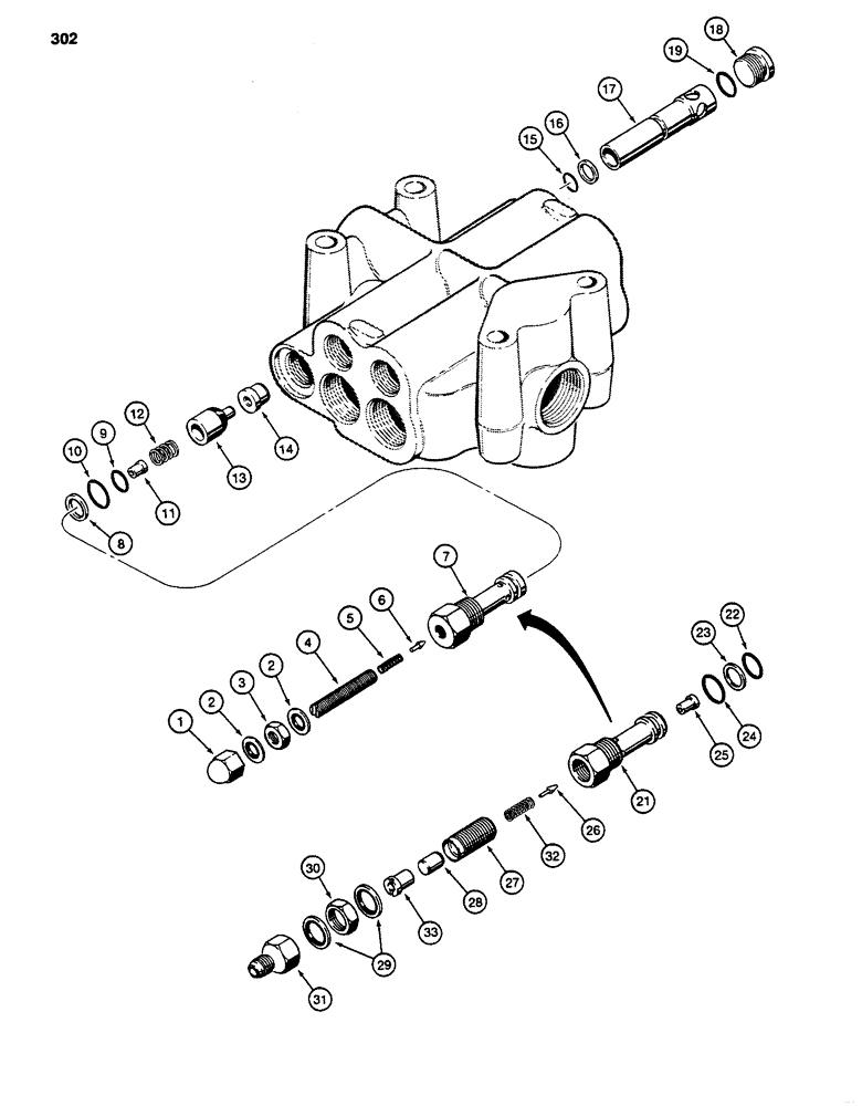 Схема запчастей Case 480D - (302) - PARKER LOADER CONTROL VALVE, MAIN RELIEF VALVE (35) - HYDRAULIC SYSTEMS