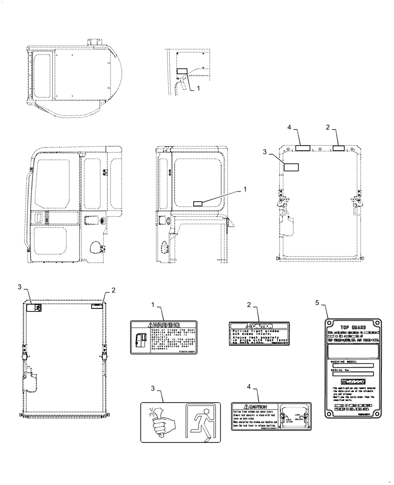 Схема запчастей Case CX36B - (06-012[01]) - NAME PLATE INSTALL (CAB) (90) - PLATFORM, CAB, BODYWORK AND DECALS