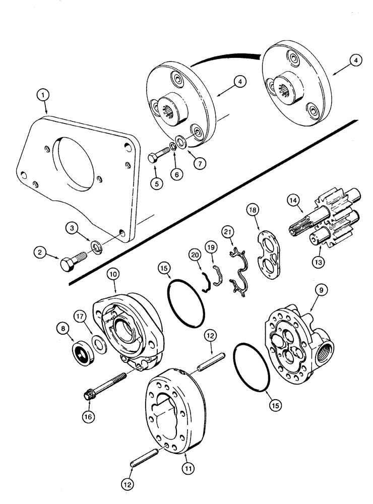 Схема запчастей Case 1835C - (8-68) - HYDRAULIC EQUIPMENT PUMP AND ADAPTING PARTS (08) - HYDRAULICS