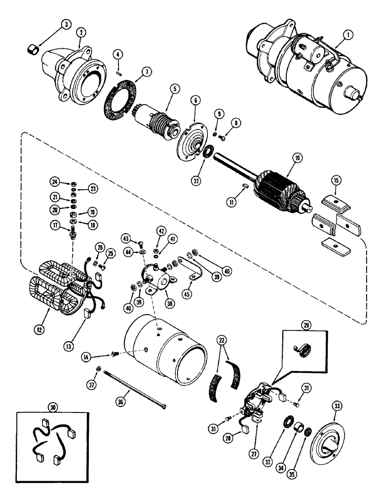 Схема запчастей Case 580 - (074) - A36584 STARTER, (159) SPARK IGNITION ENGINE, 1ST USED TRAC. S/N. 6856686 (55) - ELECTRICAL SYSTEMS