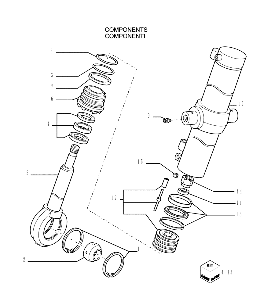 Схема запчастей Case 1850K - (3.443[02]) - LIFT CYLINDERS - FRONT IMPLEMENT (04) - UNDERCARRIAGE