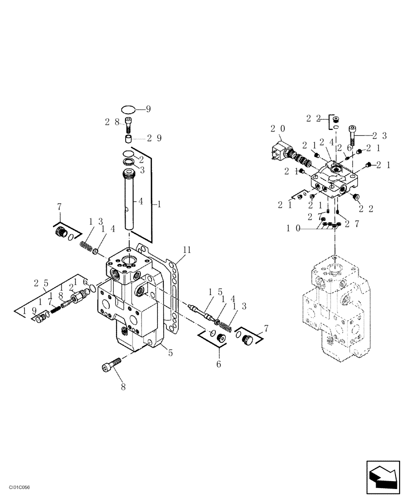 Схема запчастей Case SV216 - (10-019-00[01]) - TRAVEL MOTOR - REGULATOR - DRUM - IF USED (08) - HYDRAULICS