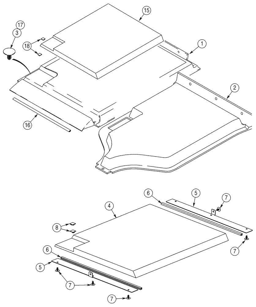 Схема запчастей Case 90XT - (09-43) - CANOPY, ROPS HEADLINER (09) - CHASSIS