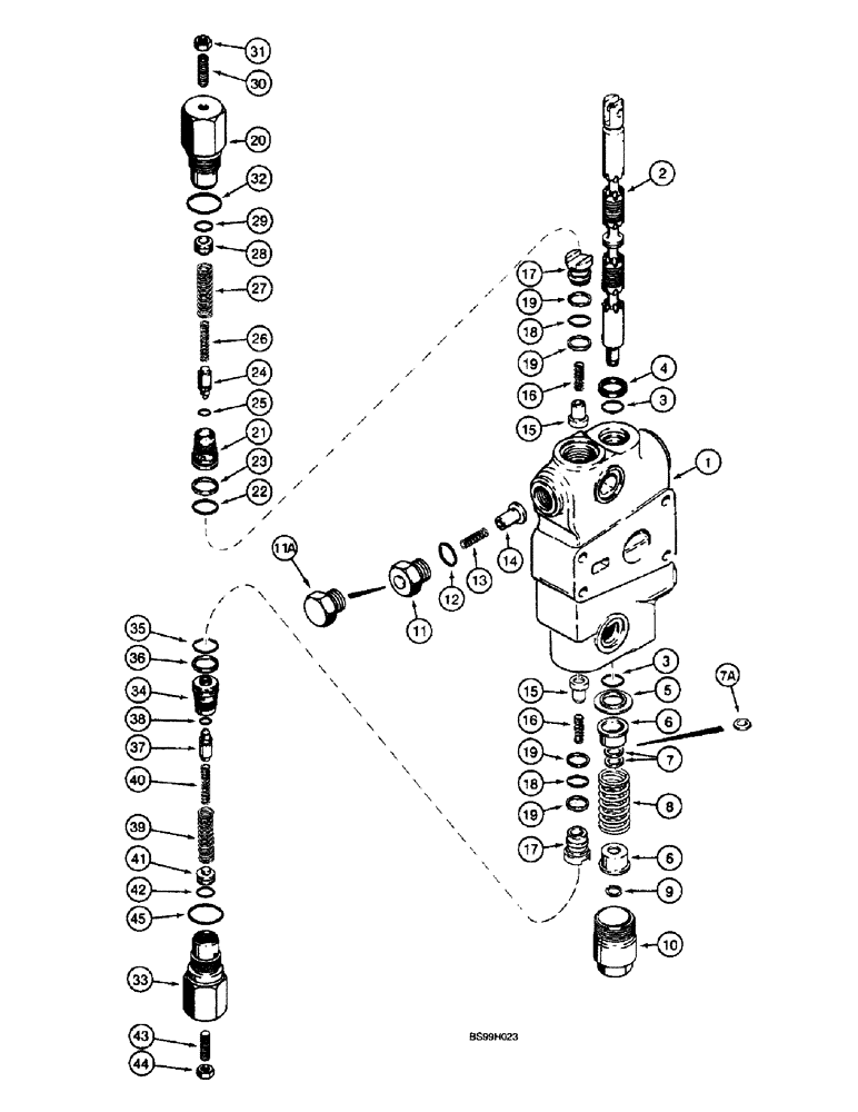 Схема запчастей Case 570LXT - (8-102) - BACKHOE CONTROL VALVE, BOOM SECTION (08) - HYDRAULICS