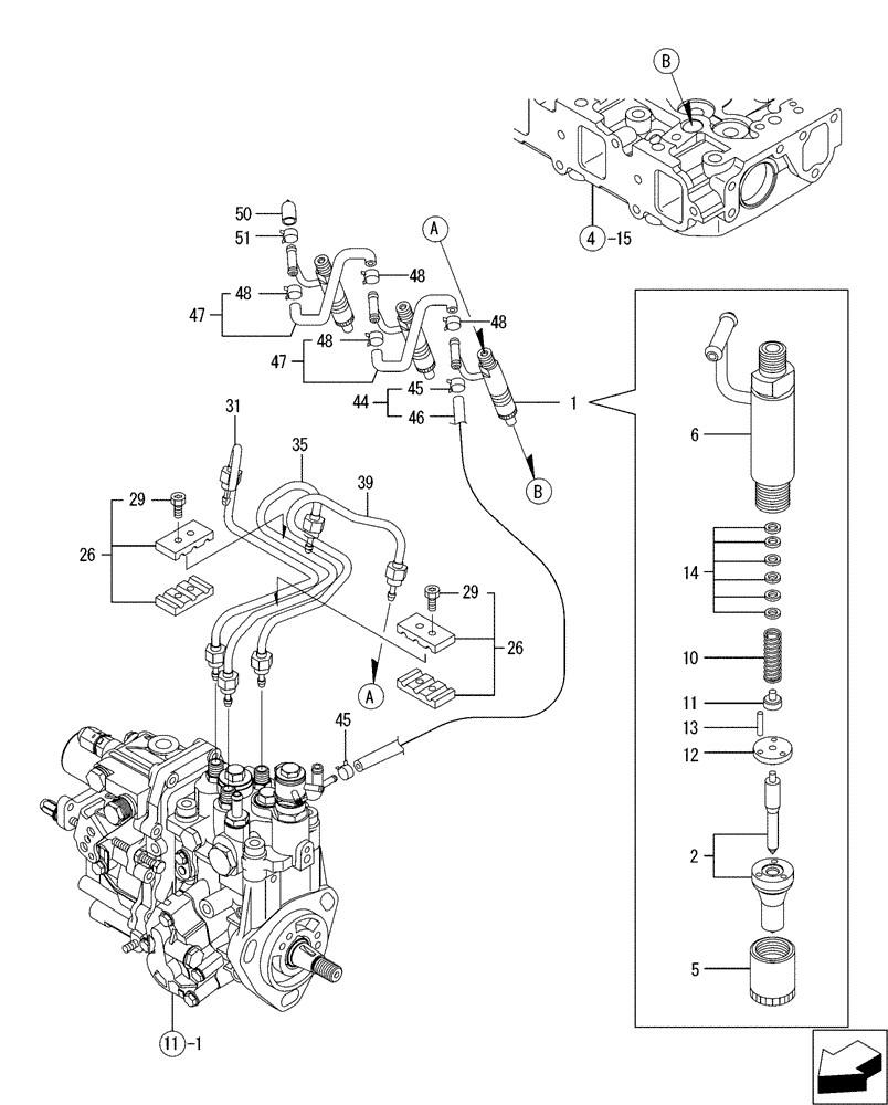 Схема запчастей Case CX36B - (08-013[00]) - FUEL INJECTION VALVE (10) - ENGINE