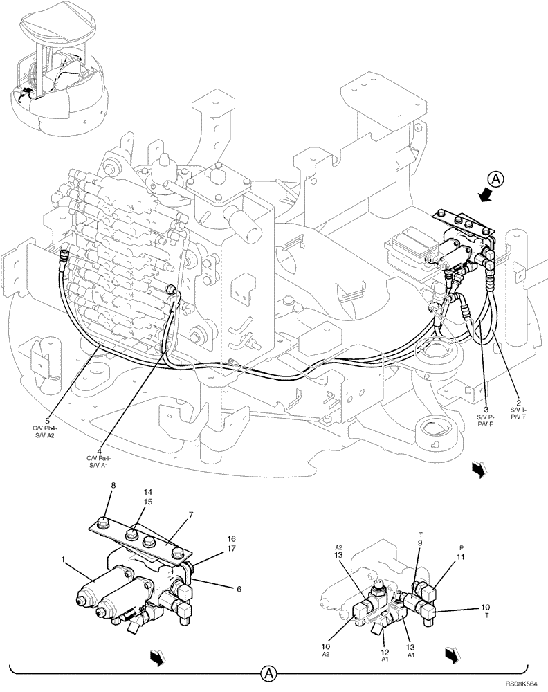 Схема запчастей Case CX27B BTW - (01-041) - CONTROL LINES, VALVE (PROPORTIONAL) (PV64H00022F1) (35) - HYDRAULIC SYSTEMS