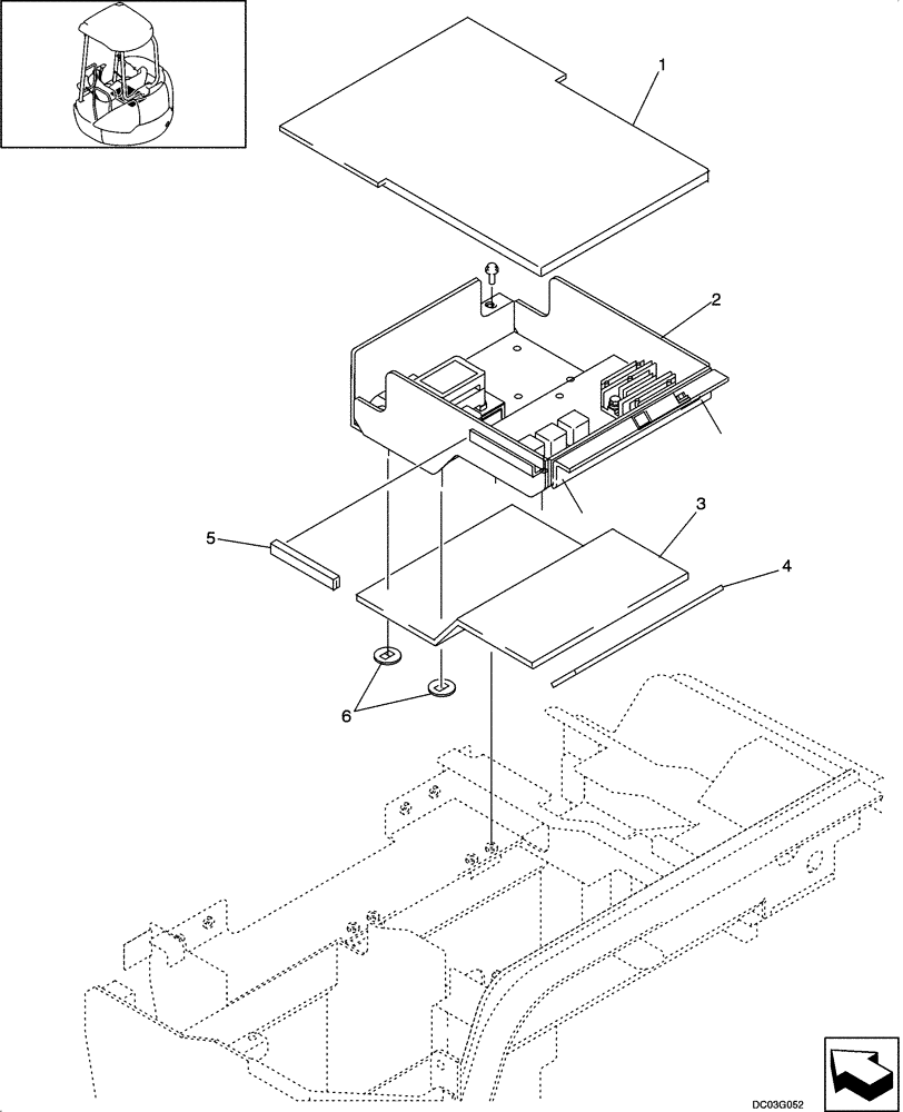 Схема запчастей Case CX25 - (04-03[00]) - RELAY BOX ASSY - CANOPY (04) - ELECTRICAL SYSTEMS