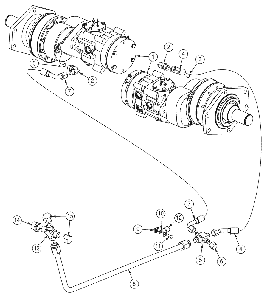 Схема запчастей Case 95XT - (06-06) - HYDROSTATICS - CASE DRAIN (NORTH AMERICA JAF0311357- / EUROPE JAF0274360-) (06) - POWER TRAIN