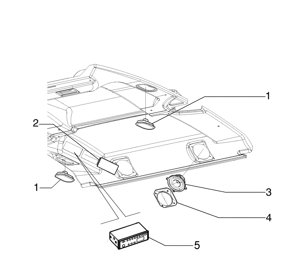 Схема запчастей Case 845B - (09-48[01]) - CAB, DOME LIGHT, SPEAKER AND RADIO (09) - CHASSIS/ATTACHMENTS